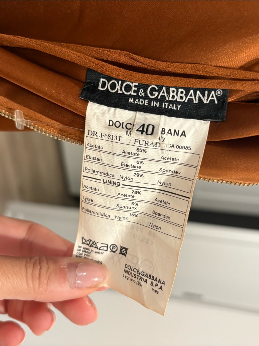 Dolce & Gabbana Copper Satin Midi Dress bodycon - Picture 6 of 8